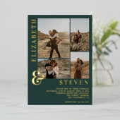 Groen ampersand 4 folie voor gouden bruinkoolbruid folie uitnodiging (Staand Voorkant)