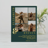 Groen ampersand 4 folie voor gouden bruinkoolbruid uitnodiging (Staand Voorkant)