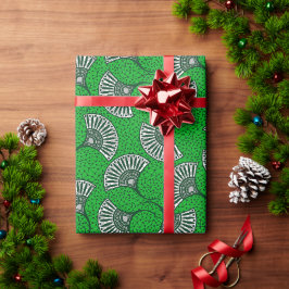 Groen Ankara-waaierprint Inpakpapier