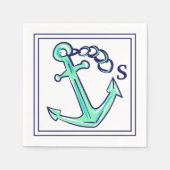 Groen Anker Monogram Nautilus Servet (Voorkant)