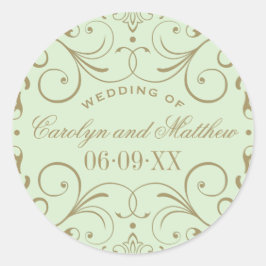 groen Antiek bloeien bruiloft monogram Ronde Sticker