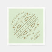  groen Antiek bloeien bruiloft monogram Servetten (Voorkant)