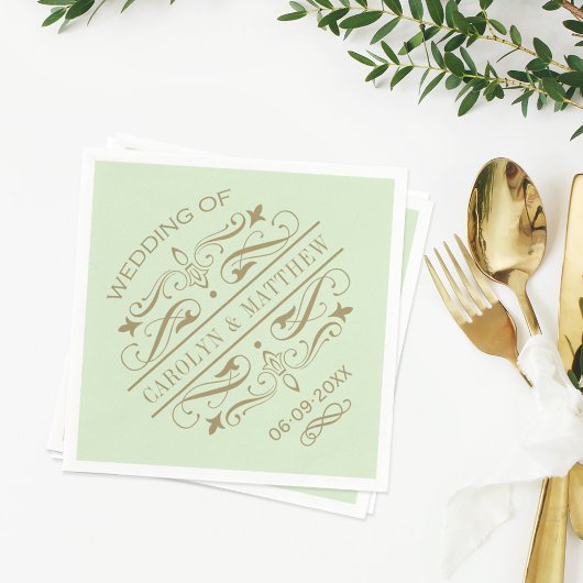  groen Antiek bloeien bruiloft monogram Servetten