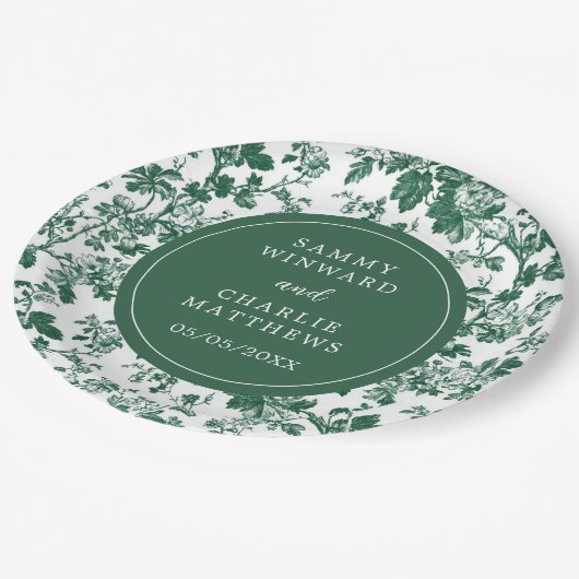 Groen Antiek Chinoiserie bruiloft Papieren Bordje (Gekanteld)