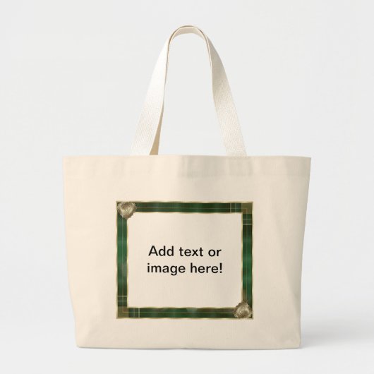 Groen Antiek Lijst Uw fotoofferte toevoegen Grote Tote Bag (Voorkant)