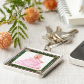 Groen Antiek Lijst Voeg hier uw foto toe Sleutelhanger (Zijkant)