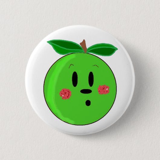 Groen Appel Gezicht Ronde Button 5,7 Cm (Voorkant)