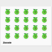 Groen Appel Gezicht Ronde Sticker (Vel)