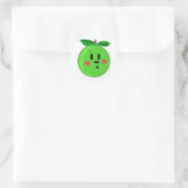 Groen Appel Gezicht Ronde Sticker (Tas)