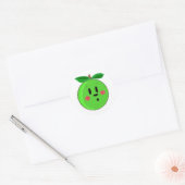Groen Appel Gezicht Ronde Sticker (Envelop)