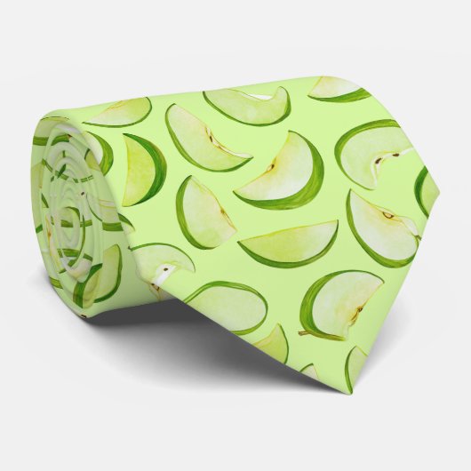 Groen Appelschijfpatroon Stropdas (Opgerold)