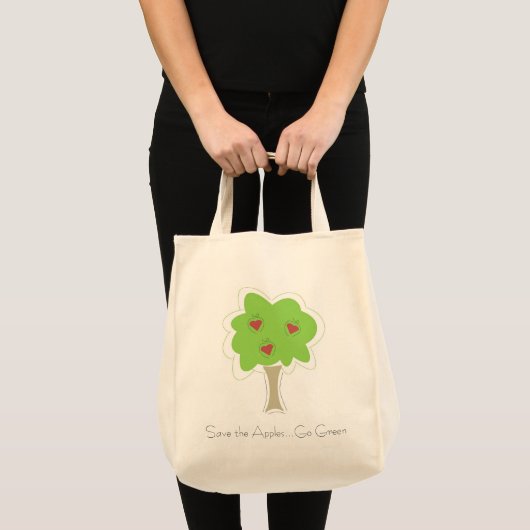 Groen. Apple Grocery Bag Tote Bag (Voorkant (product))