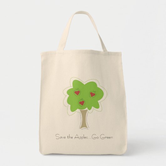 Groen. Apple Grocery Bag Tote Bag (Voorkant)