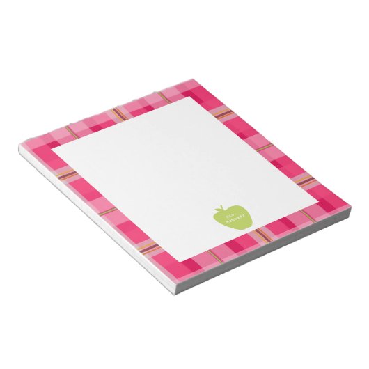 Groen Apple Pink Pset Leraar Notitieblok (Schuin)
