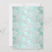 GROEN AQUA LACE DETAIL WHITE STORK BABY SHOWER KAART (Achterkant)