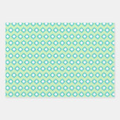 Groen, Aqua & Mint Tribal Diamond Ikat Pattern Inpakpapier Vel (Voorkant 2)