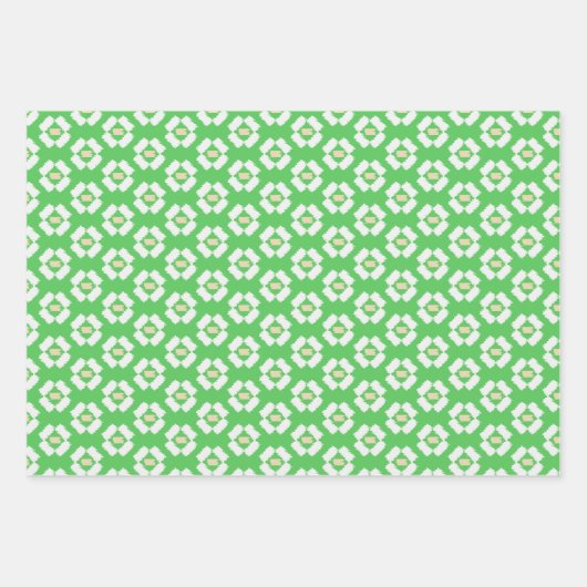 Groen, Aqua & Mint Tribal Diamond Ikat Pattern Inpakpapier Vel (Voorkant)