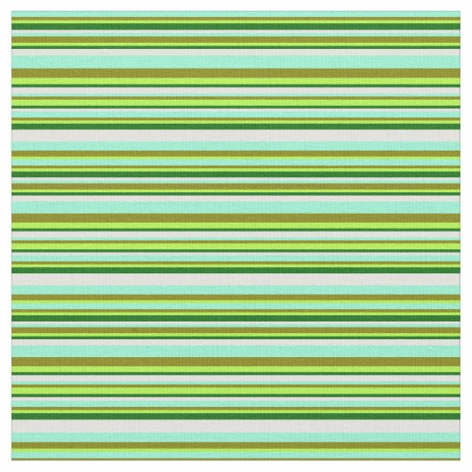 Groen, Aquamarine, Light Yellow Stripes Pattern Stof (Close Up)