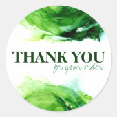 Groen Aquarel Abstract Klein Zakelijk Bedankt Ronde Sticker (Voorkant)