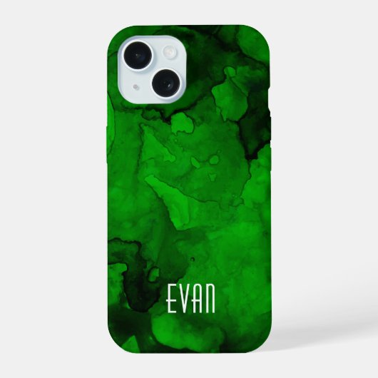 Groen Aquarel iPhone 15 Case (Achterkant)