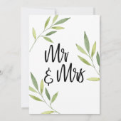 Groen Aquarel Loof Modern Bruiloft Kaart (Achterkant)