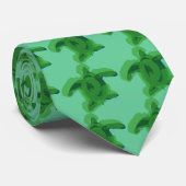 Groen Aquarel Schildpad Stropdas (Opgerold)