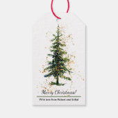 Groen Aquarel Spar Kerstmis Wit Cadeaulabel (Achterkant)