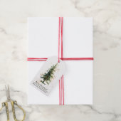 Groen Aquarel Spar Kerstmis Wit Cadeaulabel (Met Touw)