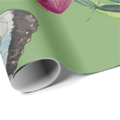 Groen Aquarel Vlinder Bloem Verpakkings Papier (Rol Hoek)