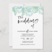 Groen Aquarel Zomer Bruiloft uitnodiging (Voorkant)