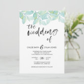 Groen Aquarel Zomer Bruiloft uitnodiging (Staand voorkant)