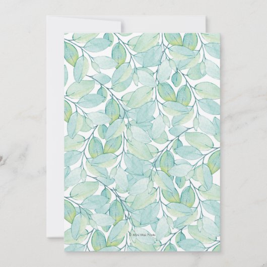 Groen Aquarel Zomer Bruiloft uitnodiging (Achterkant)