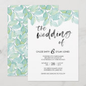 Groen Aquarel Zomer Bruiloft uitnodiging (Voorkant / Achterkant)