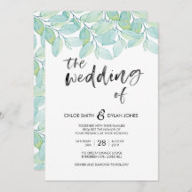 Groen Aquarel Zomer Bruiloft uitnodiging