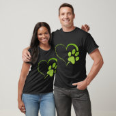 Groen aquarelpatroon Hond pootafdruk poten hart T-shirt (Unisex)