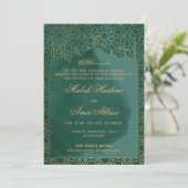 Groen Arabisch Moskee Islamitisch Moslim bruiloft Kaart (Staand voorkant)