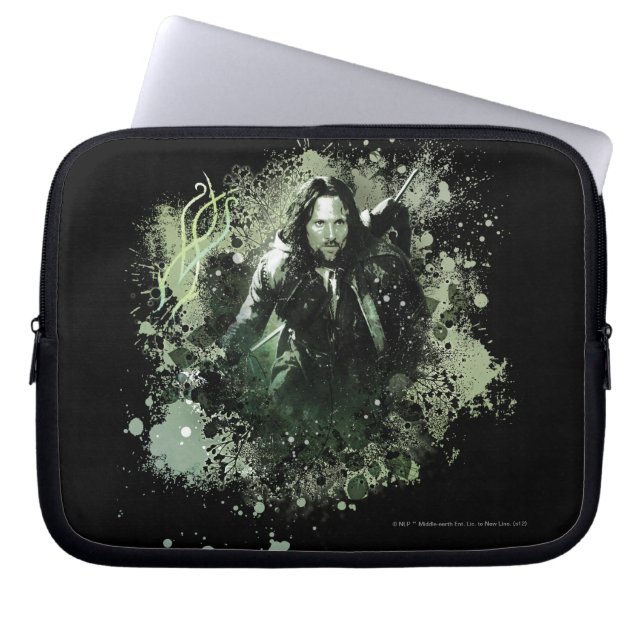 Groen Aragorn Vector Collage Laptop Sleeve (Voorkant)