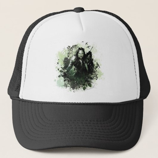 Groen Aragorn Vector Collage Trucker Pet (Voorkant)