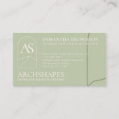 Groen architectuurgeometrisch interieurontwerp visitekaartje (Achterkant)