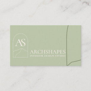 Groen architectuurgeometrisch interieurontwerp visitekaartje