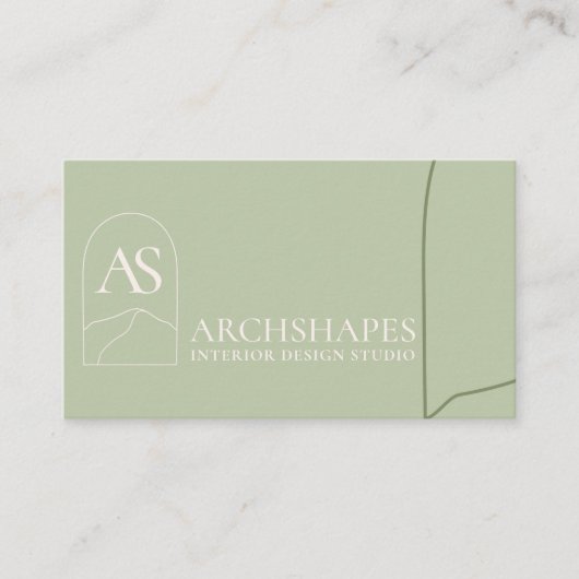 Groen architectuurgeometrisch interieurontwerp visitekaartje (Voorkant)