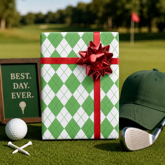 Groen Argyle Patroon Golf Cadeaupapier