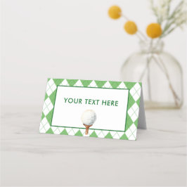 Groen Argyle Schotse Golf Eten Label Plaatskaartje