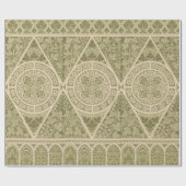  groen art nouveau bloemmotief cadeaupapier (Vlak)