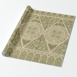 groen art nouveau bloemmotief cadeaupapier