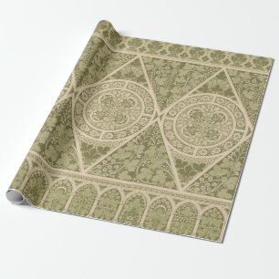  groen art nouveau bloemmotief cadeaupapier