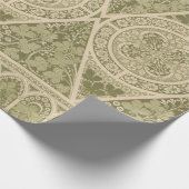  groen art nouveau bloemmotief cadeaupapier (Hoek)