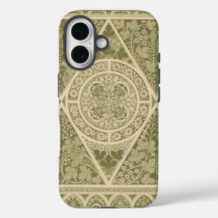  groen art nouveau bloemmotief iPhone 16 hoesje