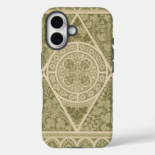 groen art nouveau bloemmotief Case-Mate iPhone case (Achterkant)