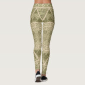  groen art nouveau bloemmotief leggings (Achterkant)